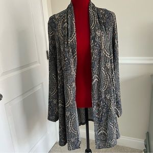 Susan Graver printed ribbed sweater knit cardigan